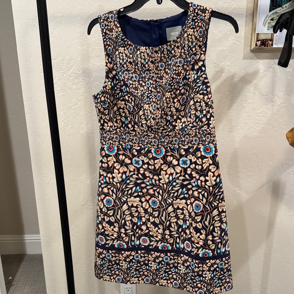 Maeve by Anthropologie  Navy and Beige Floral Mini Dress